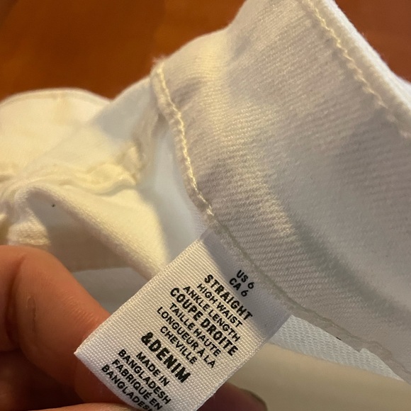 White straight leg denim style pant - Picture 3 of 4